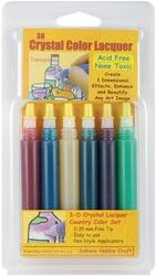 Sakura Hobby Craft - 3-D Crystal Lacquer 6 Pack Color Set-Country