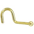 Solid 14KT Yellow Gold 1.5mm Ball Right Nostril Screw Ring - 18 Gauge
