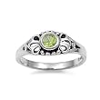 Sterling Silver Baby Ring with Light Peridot CZ - 2mm Band Width - 5mm Face Height - Sizes: 3-4 Sterling Silver Baby Ring with Light Peridot CZ - 2mm Band Width - 5mm Face Height - Sizes: 3-4