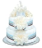 small blue stripes diaper cake