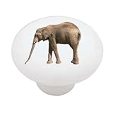 Grazing Elephant Decorative High Gloss Ceramic Drawer Knob