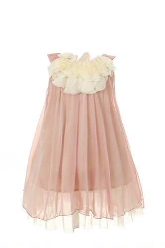 Kids Dream Girls Coral Chiffon Short Flower Girl Dress 2-12