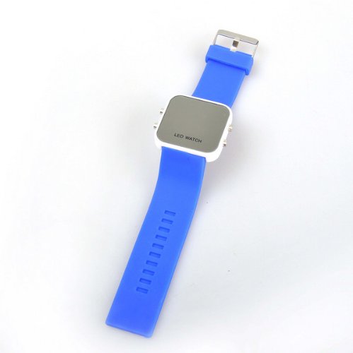 Fashion Sport Style LED Digital Date Lady Men Wrist Watch Blue