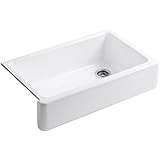 KOHLER K-6489-0 Whitehaven Self-Trimming Apron Front Single Basin Sink with Tall Apron, White