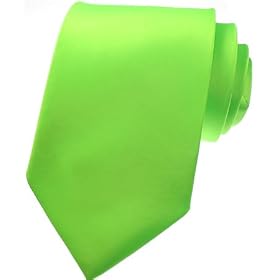 BRAND NEW Mens Necktie SOLID NEON GREEN Satin Neck TIE