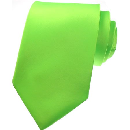 Brand NEW Mens Necktie Solid Neon Green Satin 3.75 Neck TIE