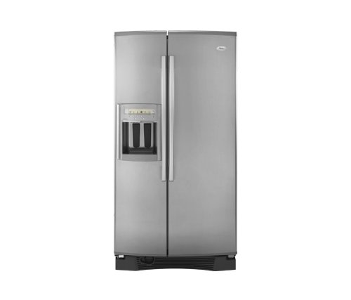 Whirlpool GS6NHAXVA 25.6 cu. ft. Side-by-Side Refrigerator with 2 Adjustable SpillGuard Shelves, Cantilevered Shelving, Humidity-Controlled Crisper, External Ice/Water Dispenser with In-Door-Ice Dispensing System, and PuR Filtration: Monochromatic Satina