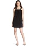 Tiana B  Women's Solid Jersey Dress With Neck Detail,Black,Medium