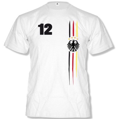 DEUTSCHLAND MOTIV 1 Herren T-Shirt Weiss / Schwarz-Rot-Gelb Gr. L
