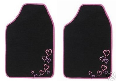 Pink Heart Hearts Carpet Front Floor Mat Mats 2pc
