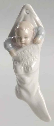 Lladro BABYS FIRST CHRISTMAS Stocking Ornament 1991 Lladro BABYS FIRST CHRISTMAS Stocking Ornament 1991