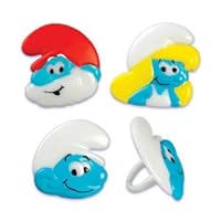Smurf Cupcake Rings - Set of 12 - Papa Smurf, Smurfette, Smurf