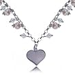 Rose Pearl Heart Id Pendant Lariet Rolo Necklace 18 Inch