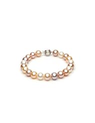 14KT White Gold Beautiful 8.0-8.5mm Round Multicolor Freshwater Pearls make up this Stunning Bracelet.