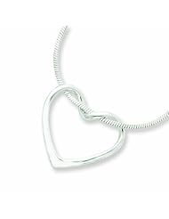 Sterling Silver Heart on 16 Square Snake Chain Necklace