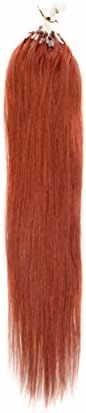 Xiaonibang Women's Remy Human Hair Extensions Easy Loops Micro Rings Beads Tip Hair More Length Colors (24Inch 70Gram 100S, 33 Dark Auburn)