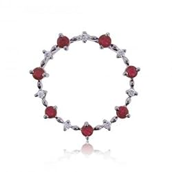 Ruby and Diamond Circle of Love and Life Pendant in White Gold