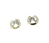 Silver, Gold Toned Horseshoes and Horse Head Post Earrings with Cz's
