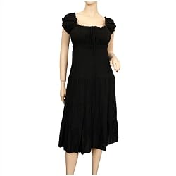 MidNight Black Cotton Empire Waist Plus Size SunDress