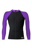 Aeroskin Nylon Long Sleeve Rash Guard with Color Accents & Front Zip