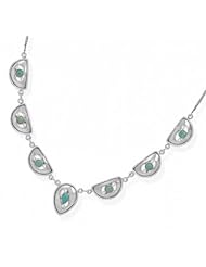 MMA Silver - 16 inch Shield Design Turquoise Necklace