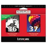 Lexmark No 36 Black & No 37 Color Combo Pack, Return Program Print Cartridges