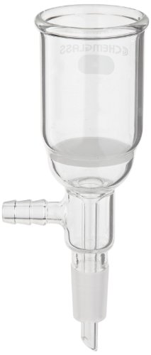 Chemglass CG-1406-47 Glass Buchner Filtering Funnel with Medium Frit, 30mL Capacity, 14/20 Lower Vacuum Assembly
