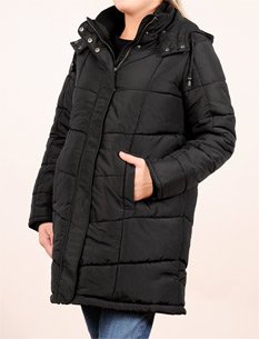 Motherhood Maternity: Quilted Puffer Micro Fiber Maternity Coat