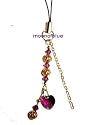 Chic Gold Tone Cell Phone Charm with Swarovski Crystal Heart - Amethyst