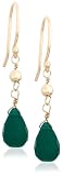 14k Yellow Gold, May Birthstone, Green Chalcedony Briolette Hook Earrings