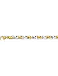 7mm Fancy Two Tone Gold Link Bracelet 9"