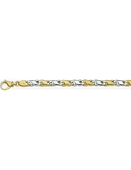 7mm Fancy Two Tone Gold Link Bracelet 8"
