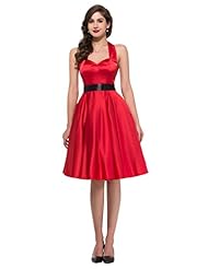 Halter Backless Vintage Silk Sweetheart Cocktail Short Party Dress 