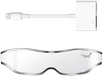 [White+iPhone 5 Adapter] ACCUPIX Mybud 100" 3D Viewer HMD Glasses Screen HDMI to mini HDMI Full HD