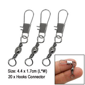 20PCS Grey Fishing Line to Hook Clip Connector Swivels