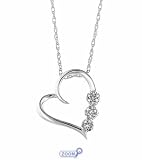 10K White Gold 0.10 Carat Diamond Heart Pendant with Chain