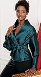 PORTRAIT COLLAR TAFFETA WRAP BLOUSE