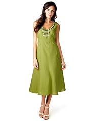 Per Una Linen Blend Bead Embellished Dress