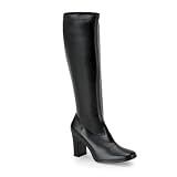 PLEASER KIKI Womens Shoes Knee High Boots Stretch Black Leather Sexy Dancer Exotic Erotic