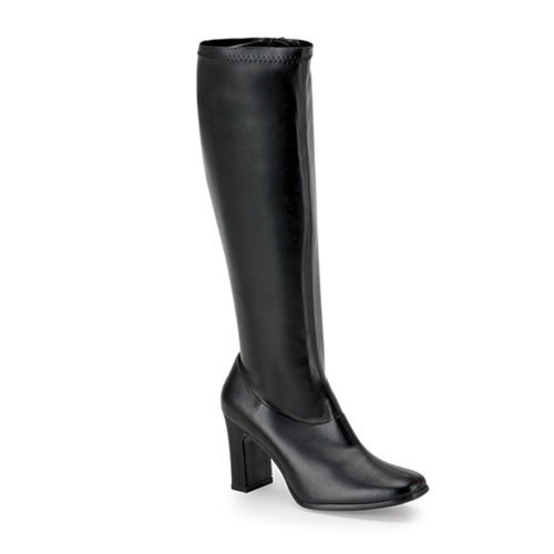 PLEASER KIKI KIKI350 GOGO Womens Shoes Stretch Knee High Boots Black PU Sexy Dancer Stripper Exotic 70's Hot