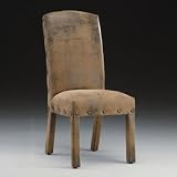 Arch Back Parsons Chair in Ranger Chocolate Fabric with Antique Nailhead Trim and Upholstered Legs - (Chocolate) (42H x 28W x 21D)
