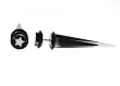 Fake Acrylic Taper - Black and White with White Star Logo - 16g Wire Stud - 0 Gauge - 47.5mm Length - Sold as a Pair