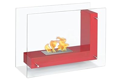 Ignis Vitrum L Red Fireplace - Freestanding Ventless Ethanol Fireplace