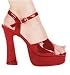 Womens Red Lea High Heel Platform Shoes