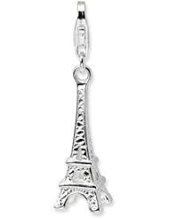 Sterling Silver Polished Eiffel Tower w/Lobster Claw Clasp Clasp Charm