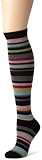 K. Bell Socks Womens Merino Wool Blend Stripes Socks, Black, One Size