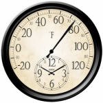 Home - Springfield Decorative 14-Inch Patio Thermometer with Clock