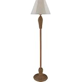 Royce Lighting RLFL1000-47 Rattan Collection Indoor/Outdoor Floor Lamp, Beige Fabric Shade, Light Tan Finish