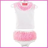 Pink & White Chiffon Tank & Bloomer Set