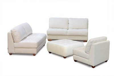 Diamond Sofa Zen Collection Armless, All Leather Tufted Seat Sofa,